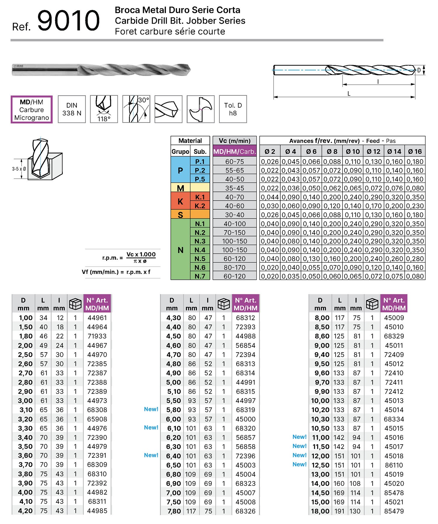 9010-Mechas Carburo K20 integral LARGA para aceros templados hasta 61 Hrc - Imagen 2